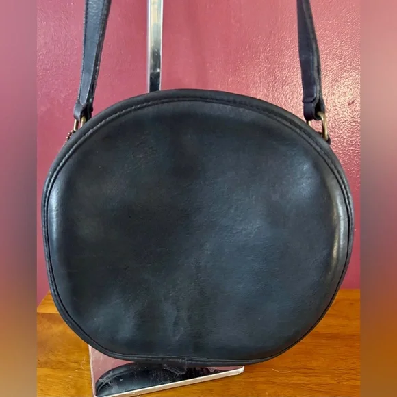 Vintage 80s 90s Coach Chester Canteen style Purse Bag black Leather Made in USA - Picture 2 of 11